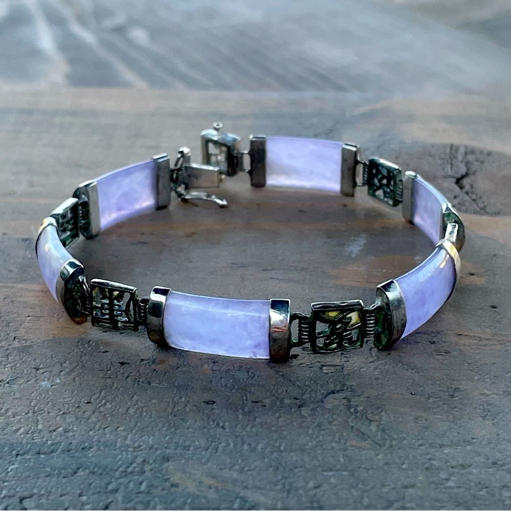 Silver & Lavender Jade Bracelet
